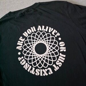 Springfield Mens Black Boxy Fit Are You Alive Graphic T-Shirt Large